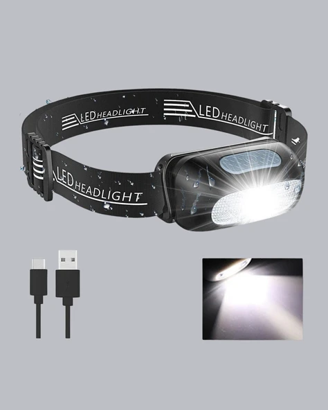 Gece Balıkçılığı İçin Ultra Parlak Şarjlı Kafa Lambası | 4 Işık Modu + USB Şarj - Resim 4