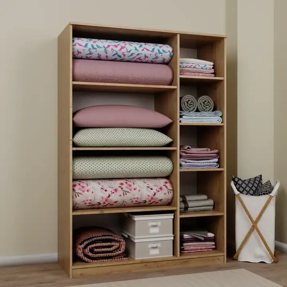 Lucas 3 Kapılı Yüklük, Yorgan, Yastık Dolabı - Safir Meşe - 4