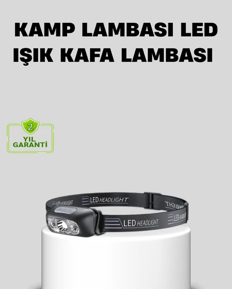 Şarjlı LED Kafa Feneri | 4 Modlu Akıllı Sensörlü Far | Su Geçirmez IPX5 Kamp ve Balıkçı Lambası ürün görseli