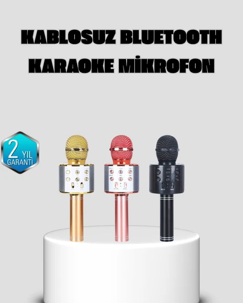 Taşınabilir Karaoke Mikrofon – Bluetooth, USB ve AUX Girişli ürün görseli