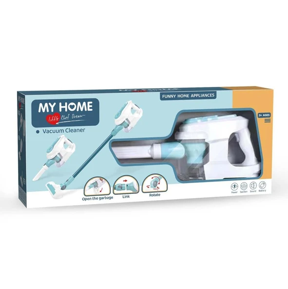 Pilli Işıklı Gerçekçi Eğitici Evcilik Mutfak Oyuncak Hediye Dikey Süpürge Seti - Resim 5