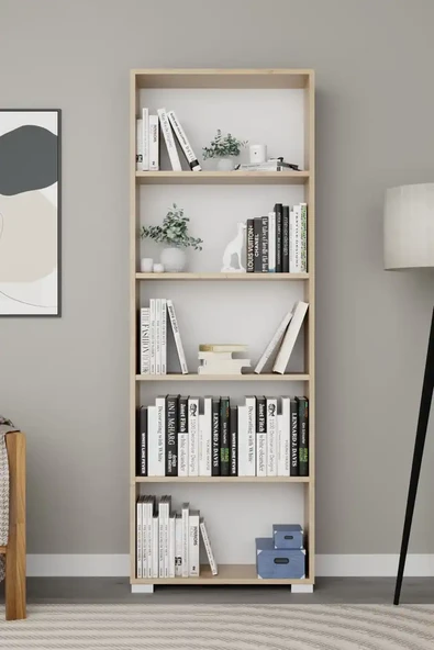 Lucas Serisi Safir Meşe 5 Raflı Kitaplık