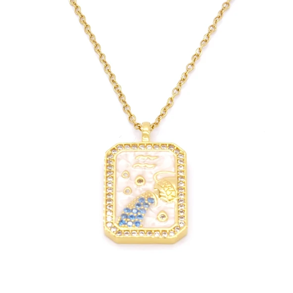 Çelik Kolye, Altın Kaplama Kova Burcu Kadın Kolye K-113 ürün görseli