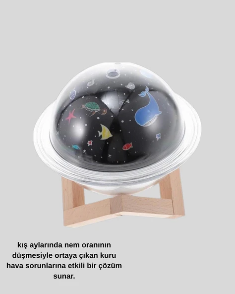 USB Mini Hava Nemlendirici ve Projeksiyon Lamba – Taşınabilir, Sessiz, Dekoratif Aromaterapi Cihazı - 5