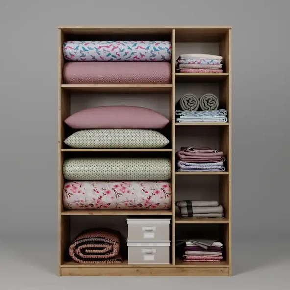 Lucas 3 Kapılı Yüklük, Yorgan, Yastık Dolabı - Safir Meşe - 7