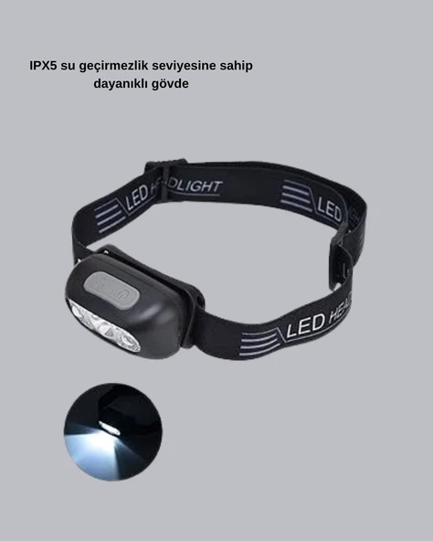 IPX5 Su Geçirmez Şarjlı LED Kafa Feneri | Hareket Sensörlü, Ayarlanabilir 60° Far - Resim 2