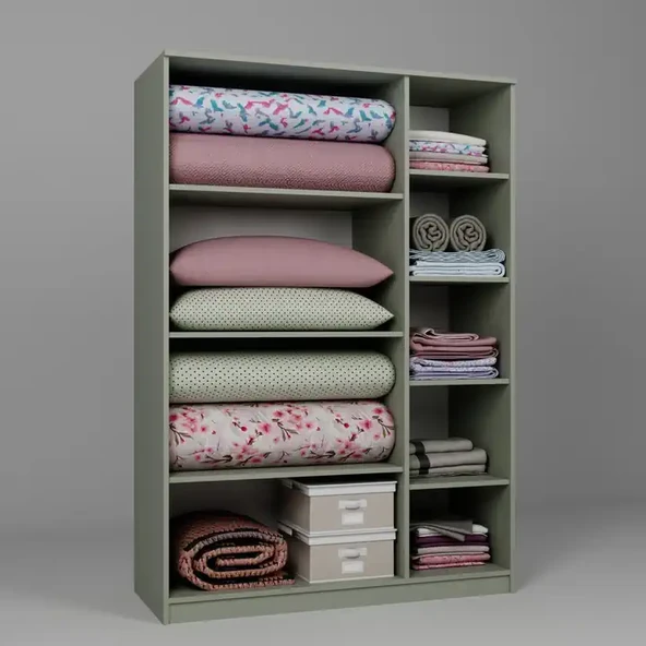 Lucas 3 Kapılı Yüklük, Yorgan, Yastık Dolabı - Yeşil - 8