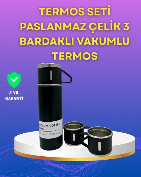 Çelik Termos Bardak Seti | 500 ml Kapasite, Kaymaz Taban, Hediye Kutulu ürün görseli