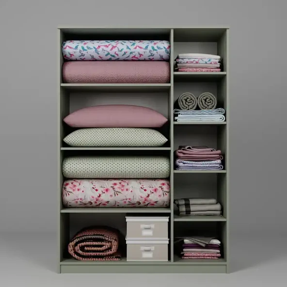 Lucas 3 Kapılı Yüklük, Yorgan, Yastık Dolabı - Yeşil - 7