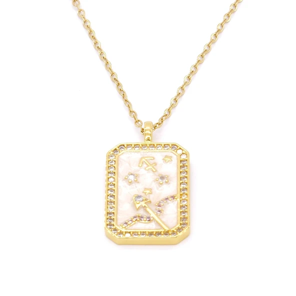 Çelik Kolye, Altın Kaplama Yay Burcu Çelik Kadın Kolye K-102 ürün görseli