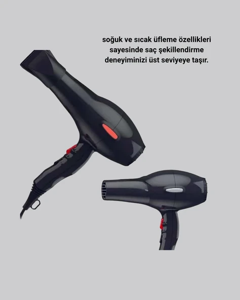 Profesyonel Saç Kurutma Makinesi – AC Motor, Soğuk Üfleme, 2 Hız Kademesi - Resim 4