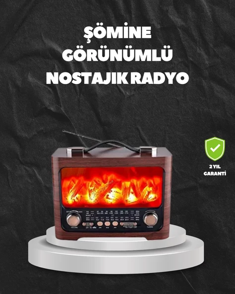 Solar Şarjlı Şömine Işıklı Bluetooth Hoparlör – Radyo, USB, TF Kart Destekli ürün görseli