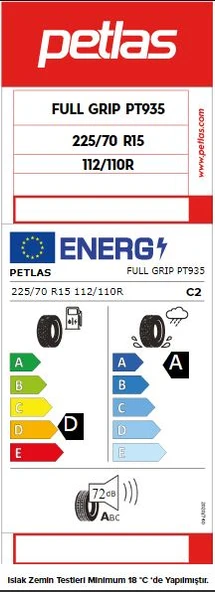 Petlas FullGrip PT935 225/70 R15C 112/110R Kış Lastiği - 2025 - Resim 3