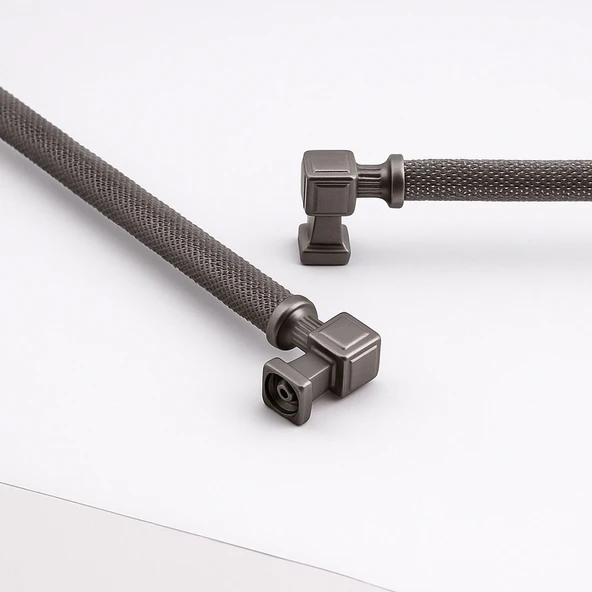 Talas 288 mm Soft Füme Renk Metal Kulp Tırtıklı Kapak Kulpu Dayanıklı Kulpları Mobilya Çekmece Dolap - Resim 7