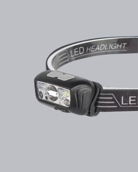 IPX5 Su Geçirmez Şarjlı LED Kafa Feneri | Hareket Sensörlü, Ayarlanabilir 60° Far - Resim 5