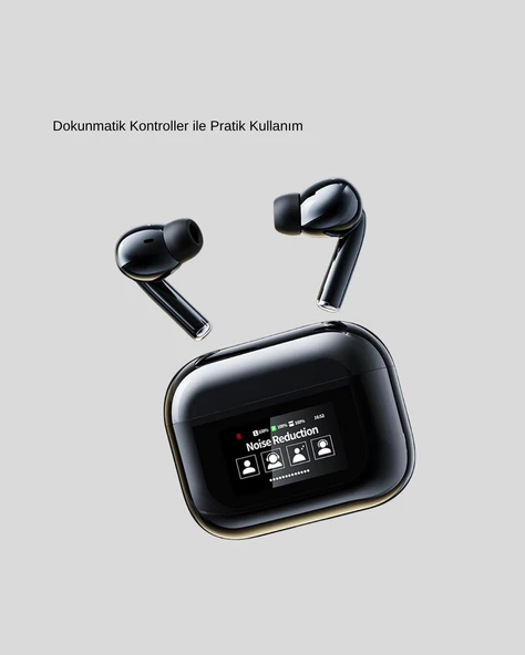 Bluetooth 5.3 ANC Kablosuz Kulaklık – Dokunmatik Kontrol, Dijital Ekran ve Uzun Pil Ömrü - 3