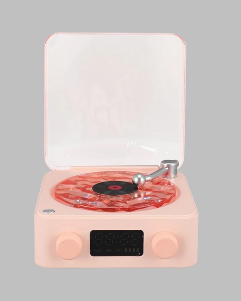 Retro Bluetooth Hoparlör PEMBE - Resim 5