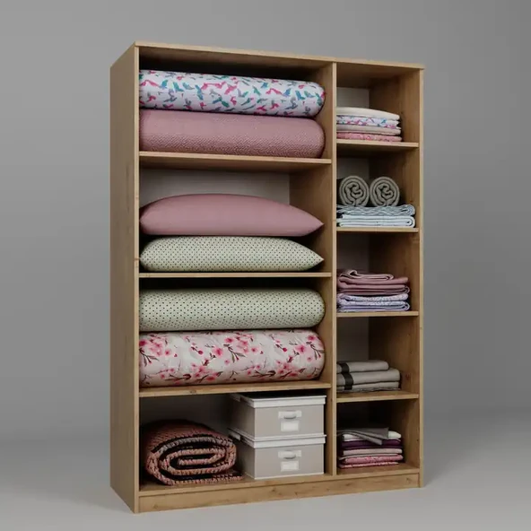 Lucas 3 Kapılı Yüklük, Yorgan, Yastık Dolabı - Safir Meşe - 8