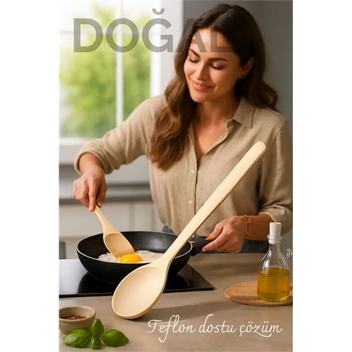 Doğal Gürgen Ahşap Servis Kaşığı – 20 cm, Ergonomik ve Dayanıklı Mutfak Yardımcısı ürün görseli 1