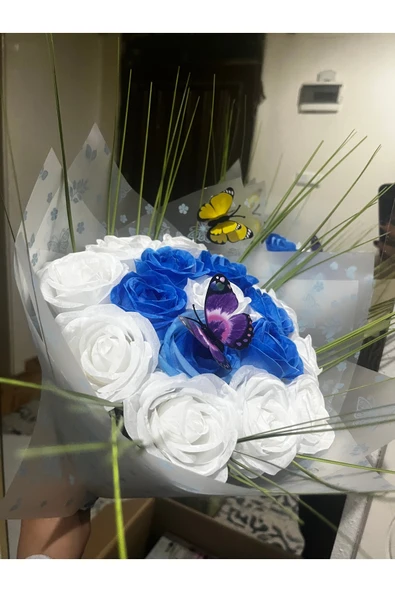 KAYZEN Mavi beyaz gül Buket’i - Resim 3