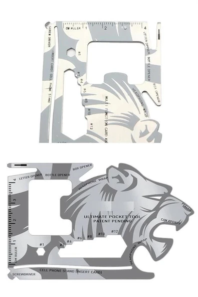 heyf HEYF® 18 Fonksiyonlu Cüzdan İçi Aslan Tasarımlı Kart Acil Durum Kiti ürün görseli