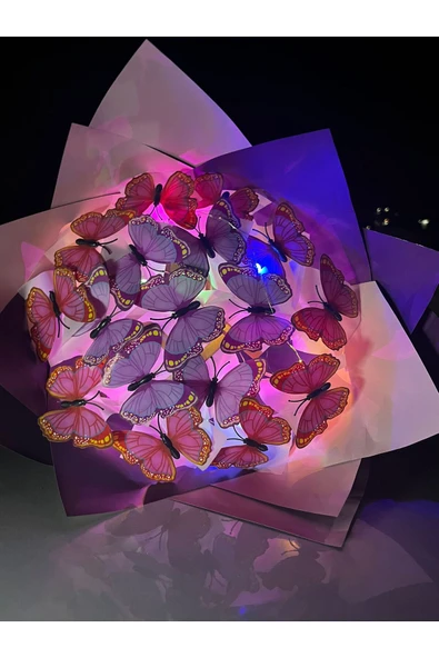 KAYZEN letli mor pembe kelebek buketi ürün görseli 1