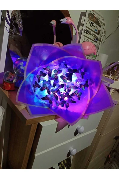 mavi mor kelebek buketi - Resim 3