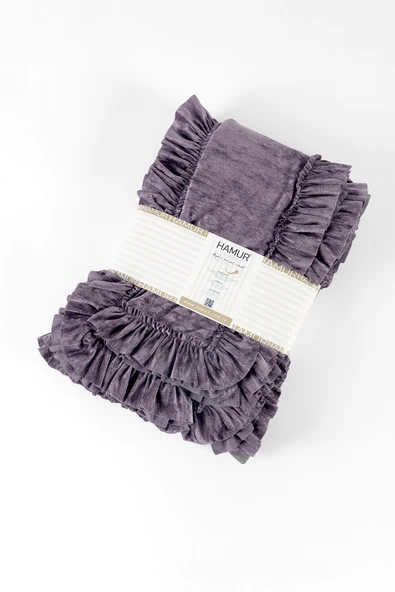 Kadife Yatak Örtüsü Ç.K Set 230x250 Mürdüm - Resim 2