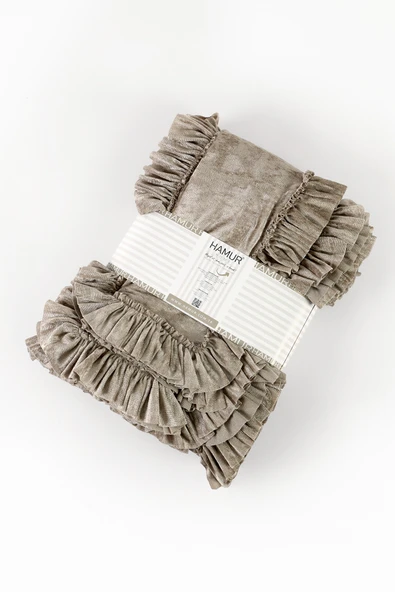 Kadife Yatak Örtüsü Ç.K Set 230x250 Vizon - Resim 2