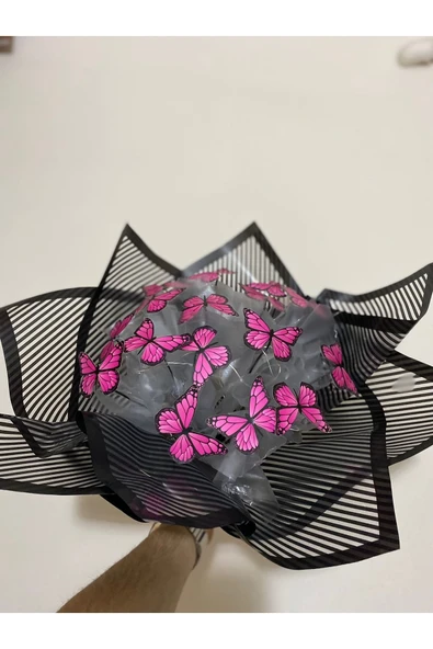 Led Işıklı Kelebek Buketi Pembe - Resim 3