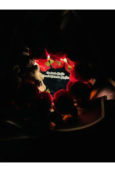 Şans çiçek hediyelik & dekorasyon Ayna buketi kırmızı renk - 3