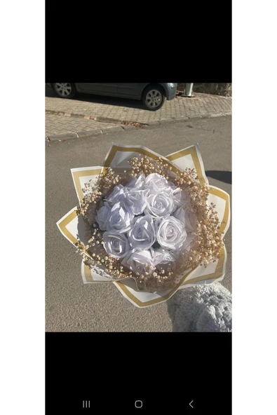 Sosyete shop 15 li beyaz gül buketi beyazın büyüsü  isteme hediye - Resim 4