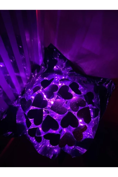 Ledli Simli Kalpli Buket (MOR) ürün görseli 1