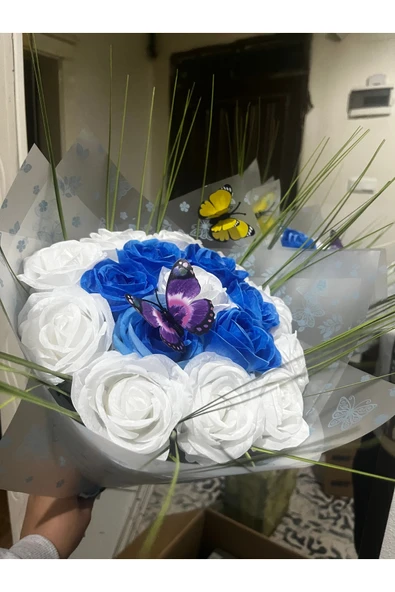KAYZEN Mavi beyaz gül Buket’i - Resim 2