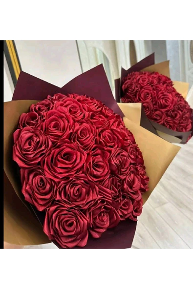 Buketçimm 15 li Söz Nişan Kız isteme Sevgili Kumaş Yapay Solmayan Gül Buketi - Resim 5