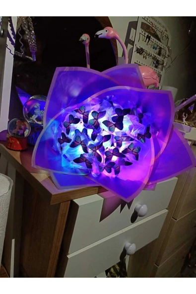 mavi mor kelebek buketi - Resim 2