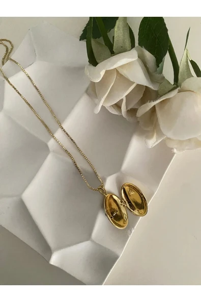 alyacs Ankakuşu Alya Kolyesi Gold Renk Çelik Kapaklı Kolye - 5