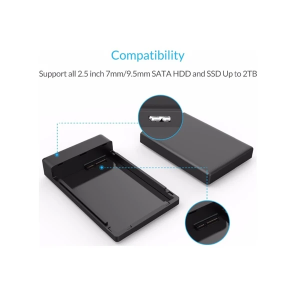 2588US3 Harici USB 3.0 Siyah Harddisk Kutusu 2588US3-BK - Resim 6