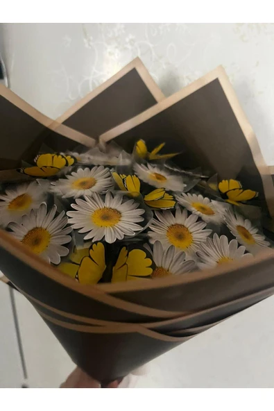 KAYZEN kelebekli papatya buketi - Resim 3