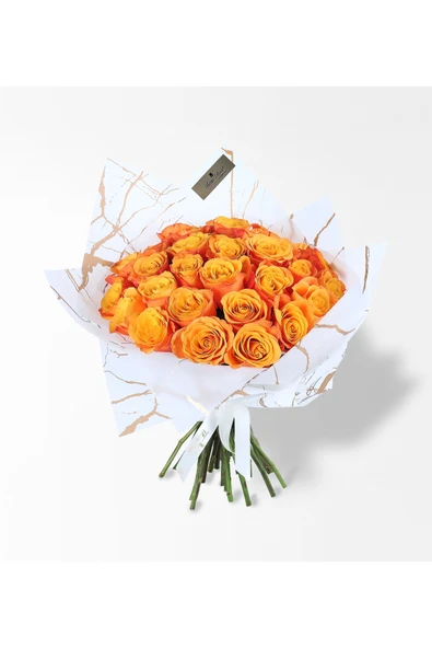 Rosebox Confy - 30 Turuncu Gül Buketi