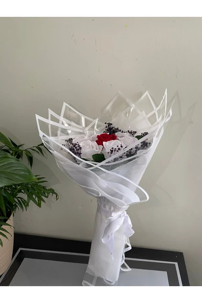 ABAS 7 li yapay beyaz gül buketi - 2