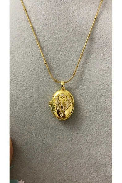 alyacs Ankakuşu Alya Kolyesi Gold Renk Çelik Kapaklı Kolye - 6