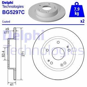 Ford Arka Fren Disk Ayna Yeni Focus IV 18> - Delphi Bg5297c ürün görseli