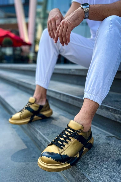 CH254 - CST Pittura Erkek Ayakkabı 549 GOLD SIYAH X - Resim 2