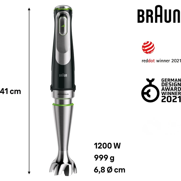 BRAUN Multiquick 9 MQ9185XLI 1200W El Blender Seti Siyah - Resim 3