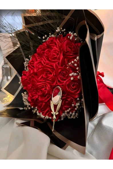 Buketçimm 15 li Söz Nişan Kız isteme Sevgili Kumaş Yapay Solmayan Gül Buketi ürün görseli