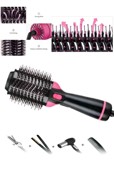 jvx Jv-6625 3'ü 1 Arada Fön Fırçası Iyonik Saç Kurutma, Düzleştirme & Bukle 3 Isı Ayarı - Resim 3