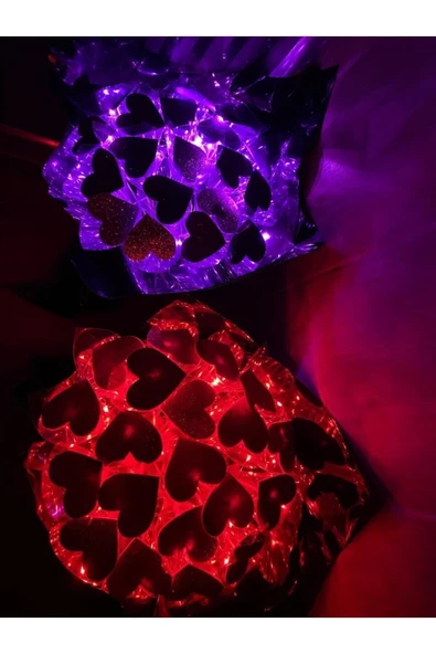 Ledli Simli Kalpli Buket (MOR) - Resim 4