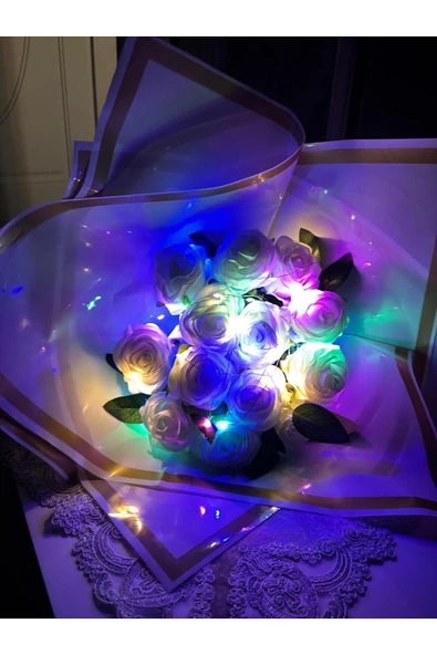 Teknoloji group 14’lü Beyaz Ledli Yapay Gül Buketi - Resim 2