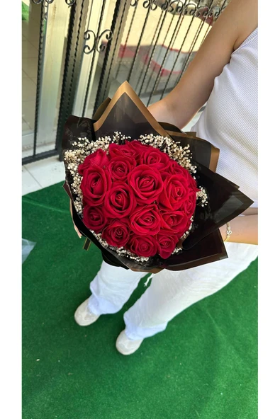 EL YAPIMI Premium isteme buketi kadife gül ürün görseli 1